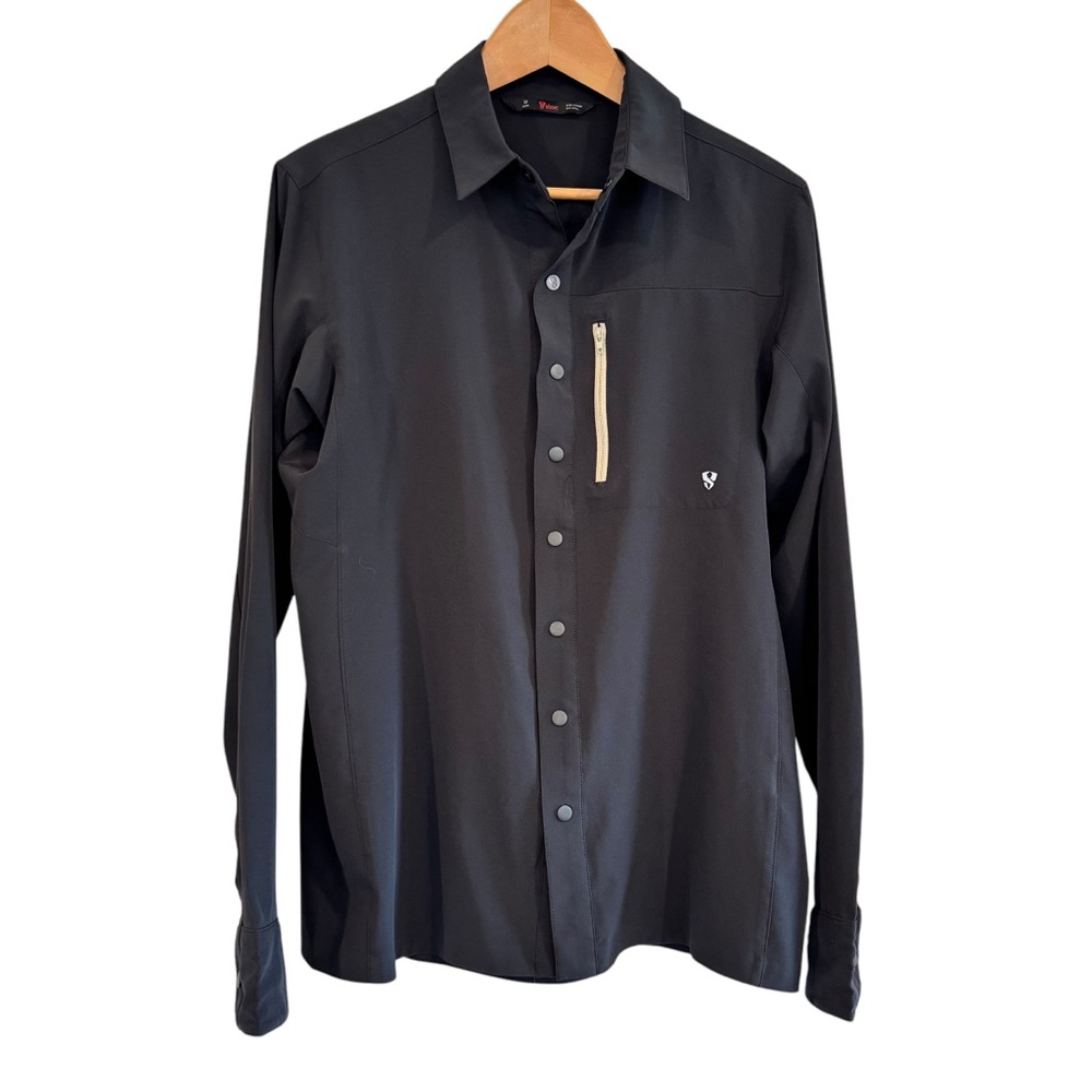 Stoic Long Sleeve Performance Shirt Men’s M Black Snap Button Stretch Hiking